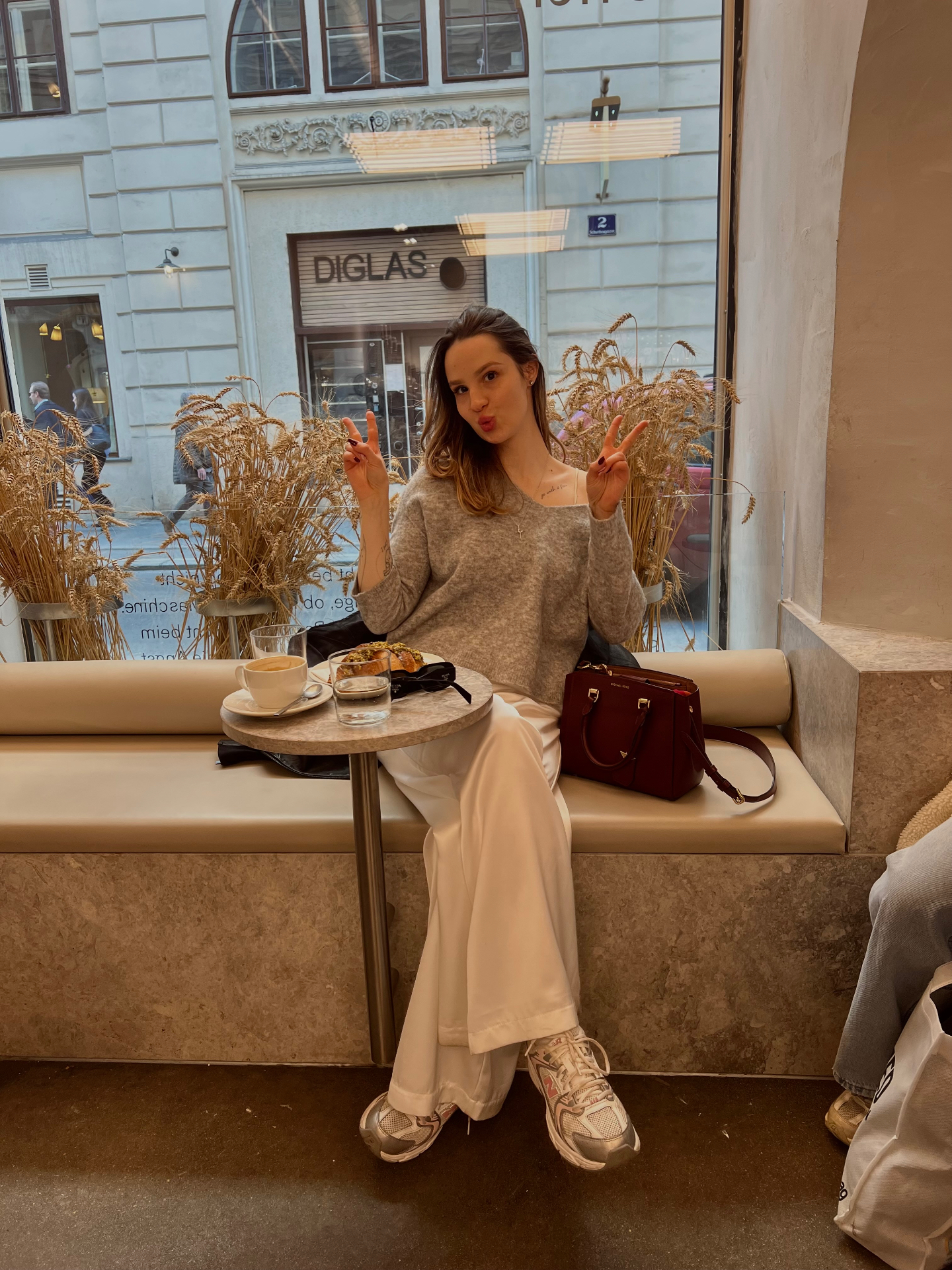 Oleksandra Korkh at a Vienna coffee spot
