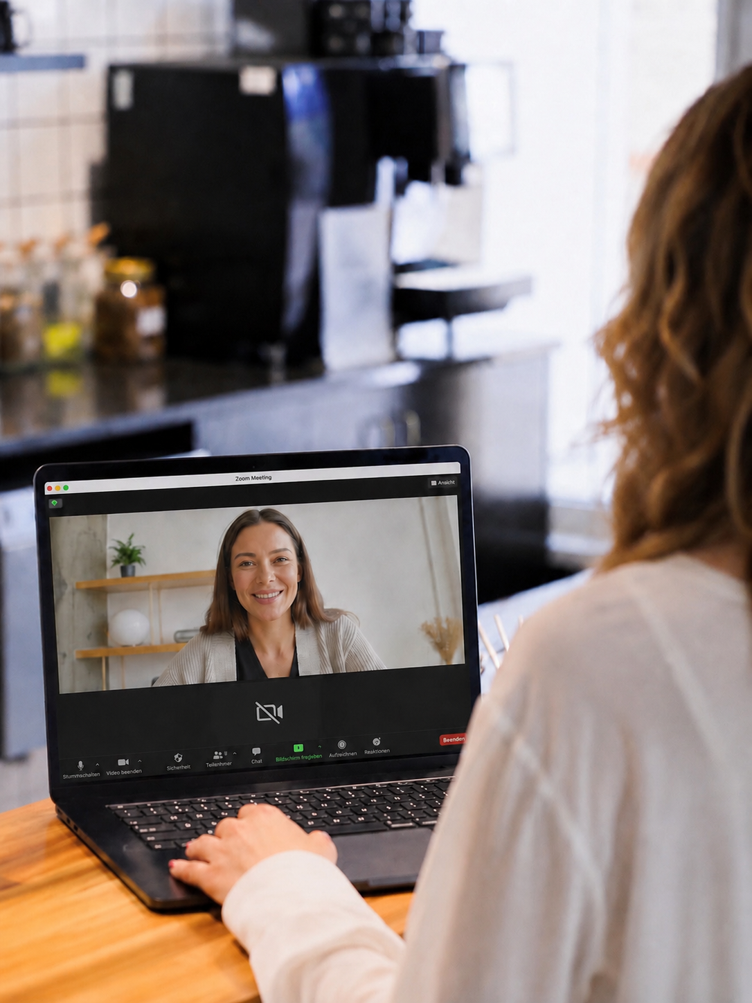 Online marketing consultation call on a laptop